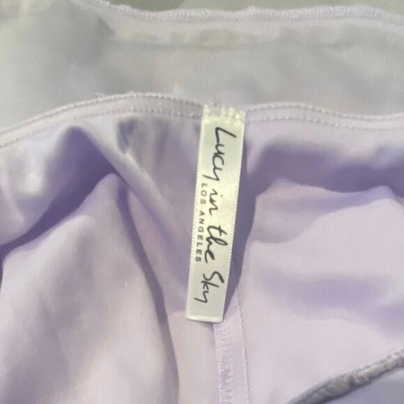 Lucy in the Sky Lavender Puff Sleeve Chiffon Dress XS Smocked Bodice Tie Back - Picture 5 of 6